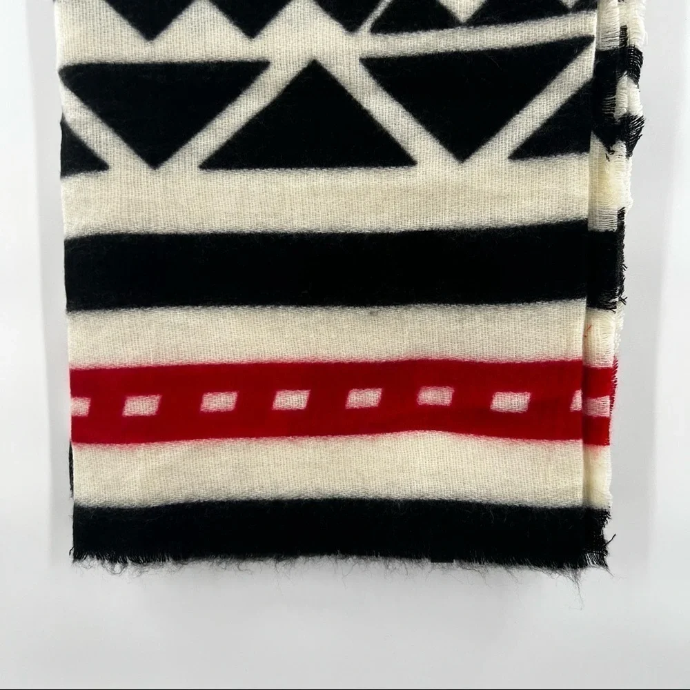 Le Luxe striped scarf acrylic cream black red